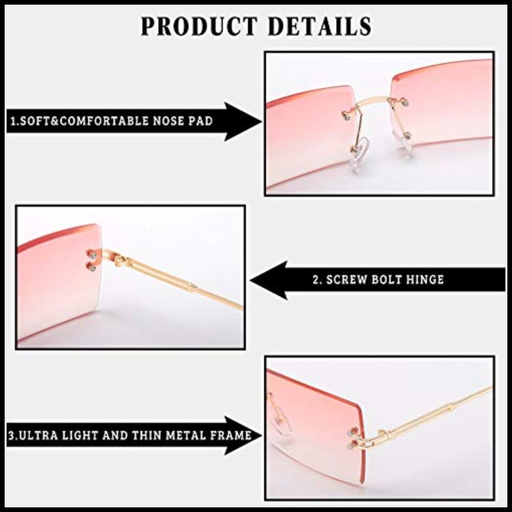 Ultralight Frameless Rectangle Sunglasses Polariz… - image 4